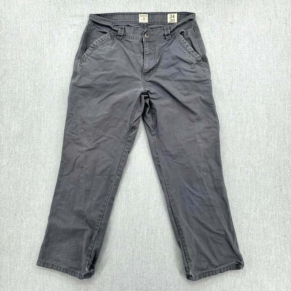 Red Head Carpenter Pants Mens 34x30 Gray Canvas Utility Workwear Rugged Cotton